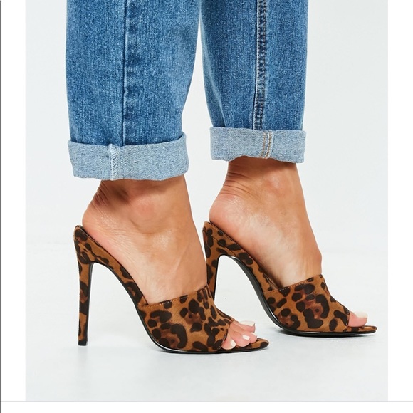 ASOS leopard print peep toe mules - Picture 1 of 2